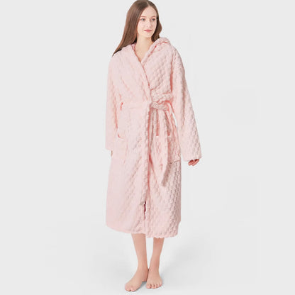 Peignoir à capuche unisexe, couleur unie, absorbant - rose clair - Taille unique - image 3