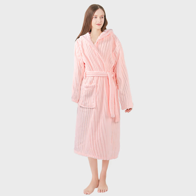 peignoir unisexe à capuche en peluche ultra-douce - rose clair - Taille unique - image 7