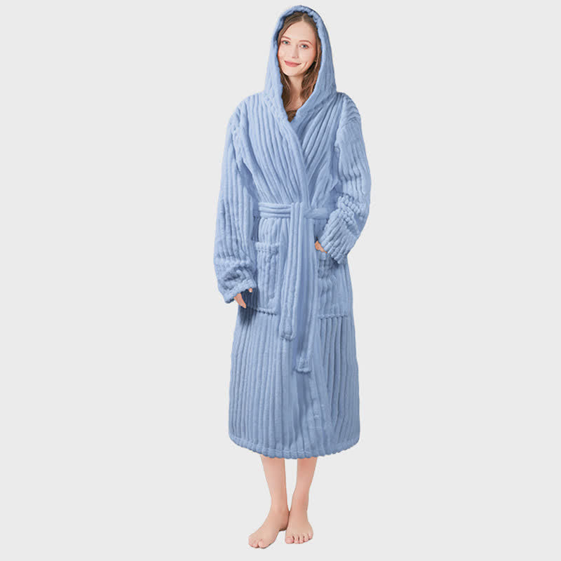 peignoir unisexe à capuche en peluche ultra-douce - bleu foncé - Taille unique - image 8