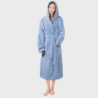 peignoir unisexe à capuche en peluche ultra-douce - bleu foncé - Taille unique - image 8