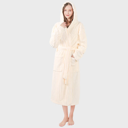 peignoir unisexe à capuche en peluche ultra-douce - Beige - Taille unique - image 4