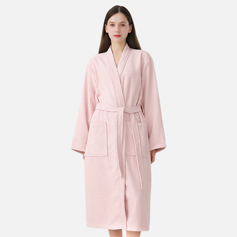 Peignoir de spa en coton piqué gaufré à séchage rapide - rose clair - Taille unique - image 10