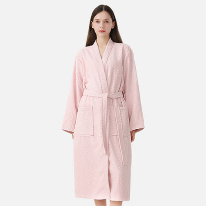 Peignoir de spa en coton piqué gaufré à séchage rapide - rose clair - Taille unique - image 10