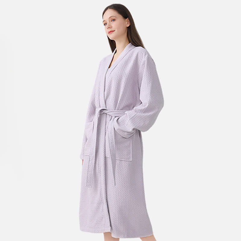 Peignoir de spa en coton piqué gaufré à séchage rapide - Violet - Taille unique - image 6