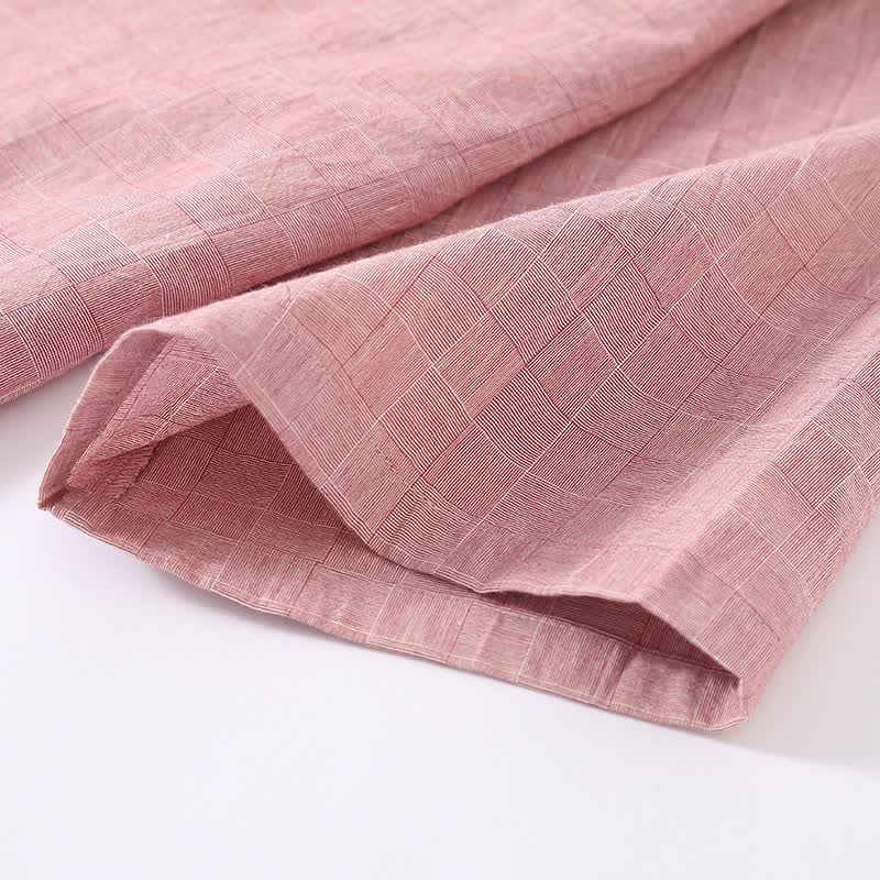 Kimono d'intérieur en gaze de coton à carreaux discrets - image 7