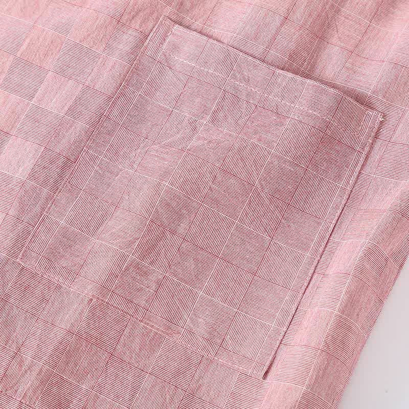 Kimono d'intérieur en gaze de coton à carreaux discrets - image 3