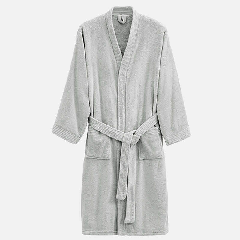 Peignoir unisexe confortable en tissu éponge pour hôtels et spas - Gris clair - XL - image 12