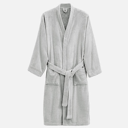Peignoir unisexe confortable en tissu éponge pour hôtels et spas - Gris clair - XL - image 12