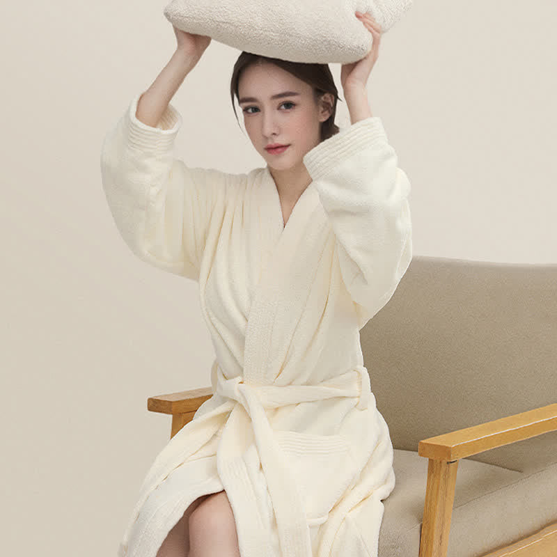 Peignoir unisexe confortable en tissu éponge pour hôtels et spas - image 2