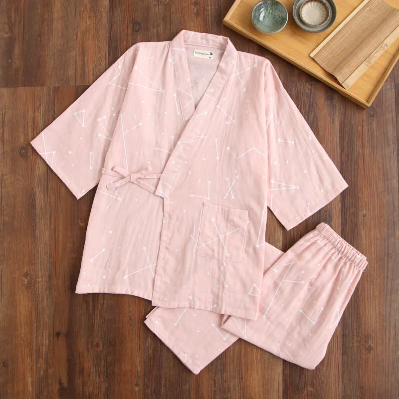 Kimono d'intérieur pour partenaire, en coton - Rose - Femmes - L - image 2