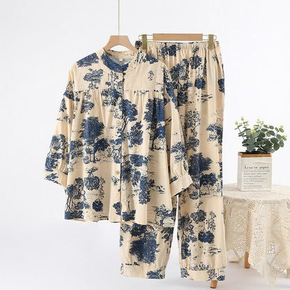 Vêtements d'intérieur de style rétro-oriental en coton - Blanc - XL - image 0