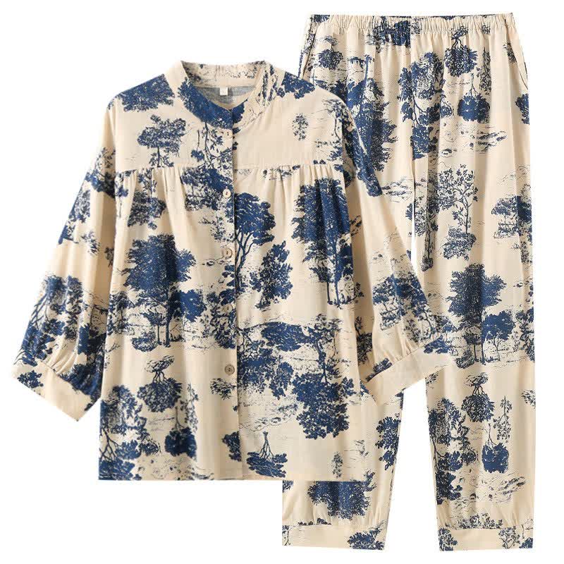 Vêtements d'intérieur de style rétro-oriental en coton - image 3