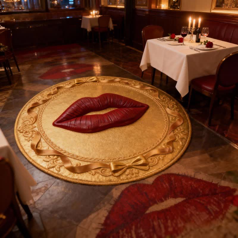 Tapis à motif de lèvres rouges et effet 3D - image 3