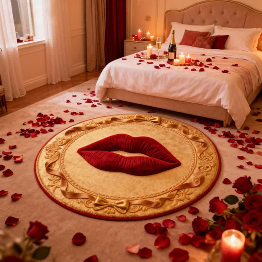 Tapis à motif de lèvres rouges et effet 3D - 140 cm x 140 cm - image 0