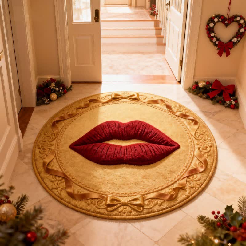 Tapis à motif de lèvres rouges et effet 3D - image 1