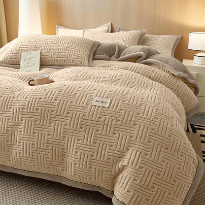 Ensemble de literie en tissu peluche rayé et noué - image 3