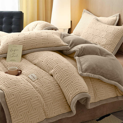 Ensemble de literie en tissu peluche rayé et noué - image 5