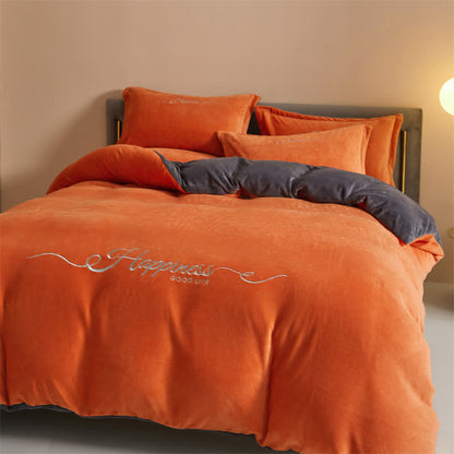 Ensemble de literie porte-bonheur en peluche brodée (4 pièces) - image 2