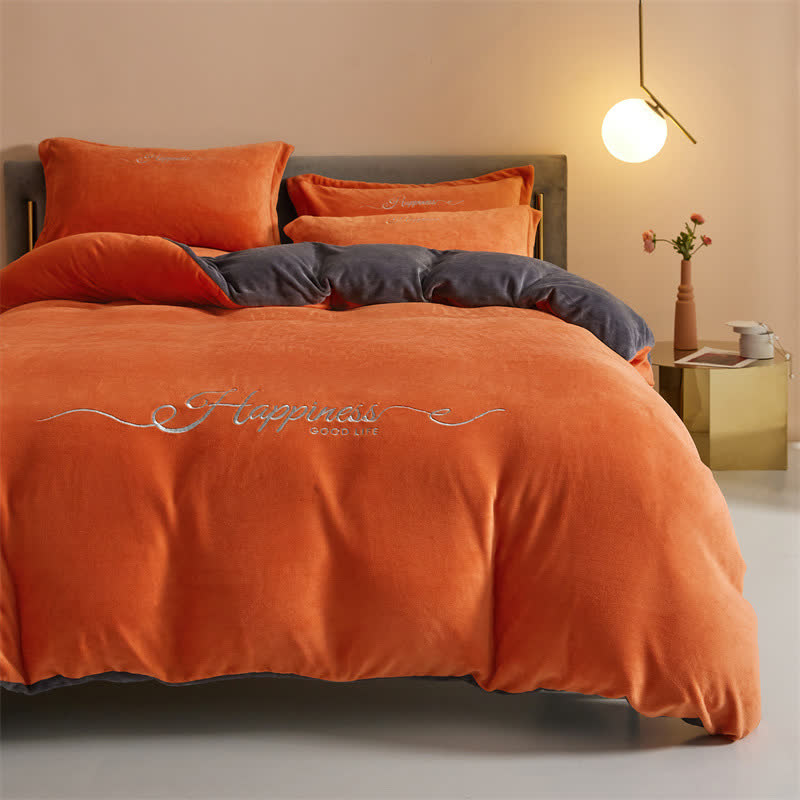 Ensemble de literie porte-bonheur en peluche brodée (4 pièces) - image 1
