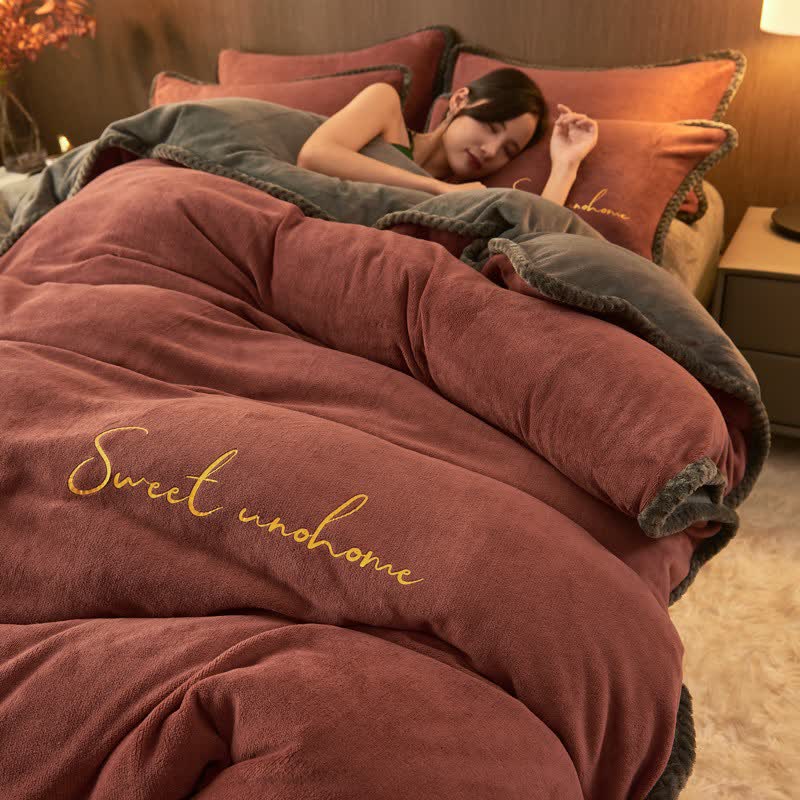 Ensemble de literie en peluche imprimée Sweet Home (4 pièces) - caramel - 220 cm x 240 cm - image 5