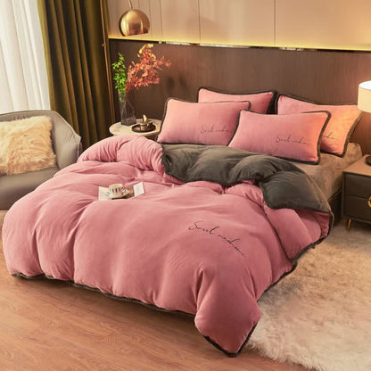 Ensemble de literie en peluche imprimée Sweet Home (4 pièces) - image 2