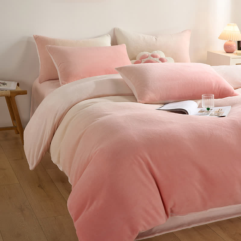 Ensemble de literie chaud en peluche dégradée (4 pièces) - Rose - 220 cm x 240 cm - image 5