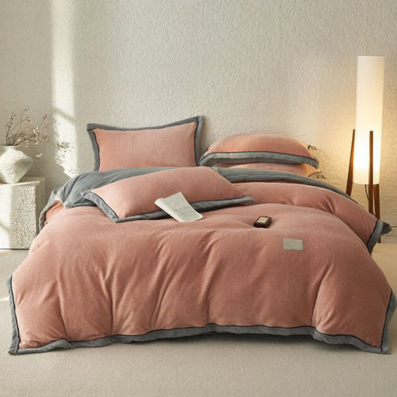 Ensemble de literie réversible en peluche à texture gaufrée (4 pièces) - image 1