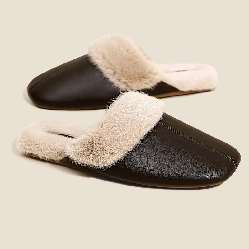 Pantoufles simples en peluche unie - image 10