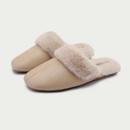 Pantoufles simples en peluche unie - abricot - L - image 4
