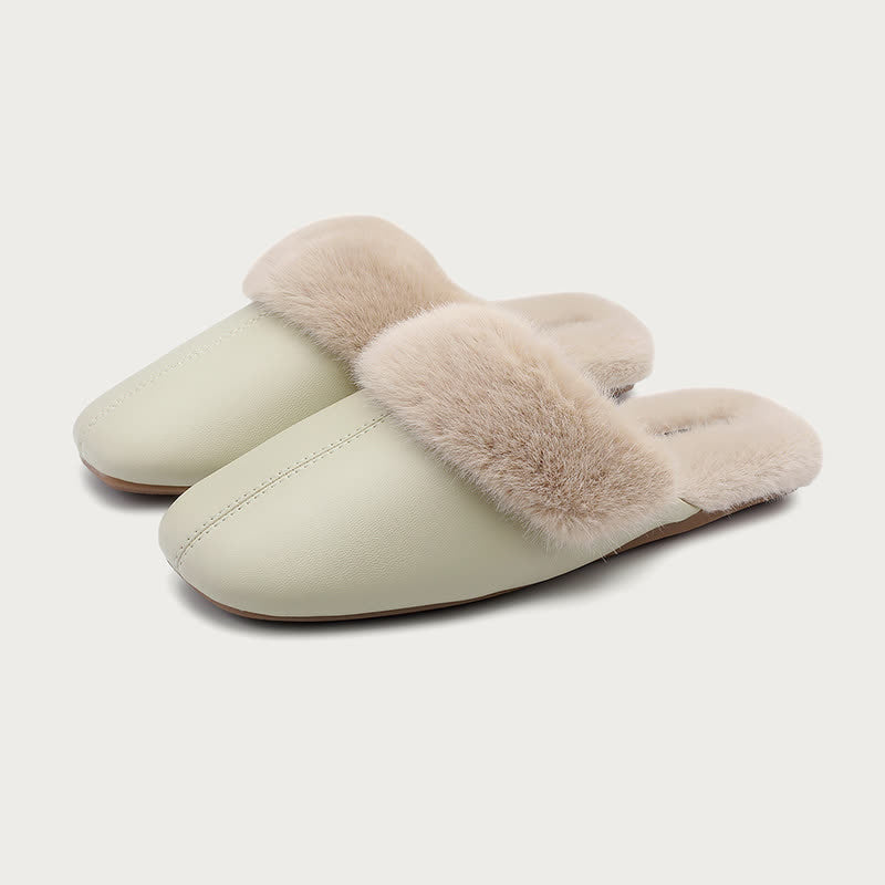 Pantoufles simples en peluche unie - Vert clair - L - image 1