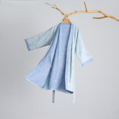 Peignoir élégant de style kimono en gaze de coton à motif de fleurs de prunier - image 8