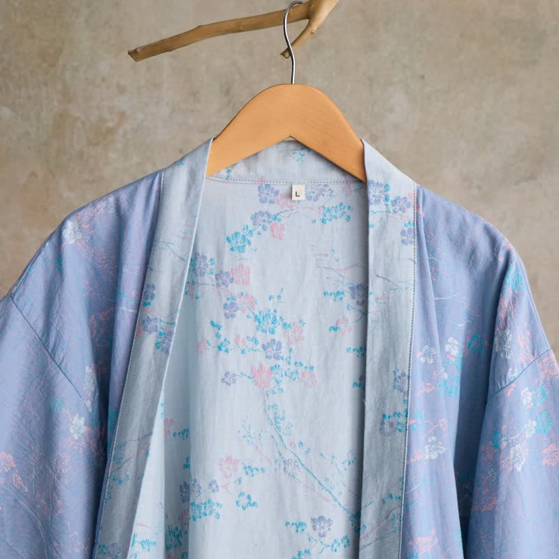 Peignoir élégant de style kimono en gaze de coton à motif de fleurs de prunier - image 3
