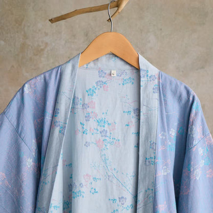 Peignoir élégant de style kimono en gaze de coton à motif de fleurs de prunier - image 3