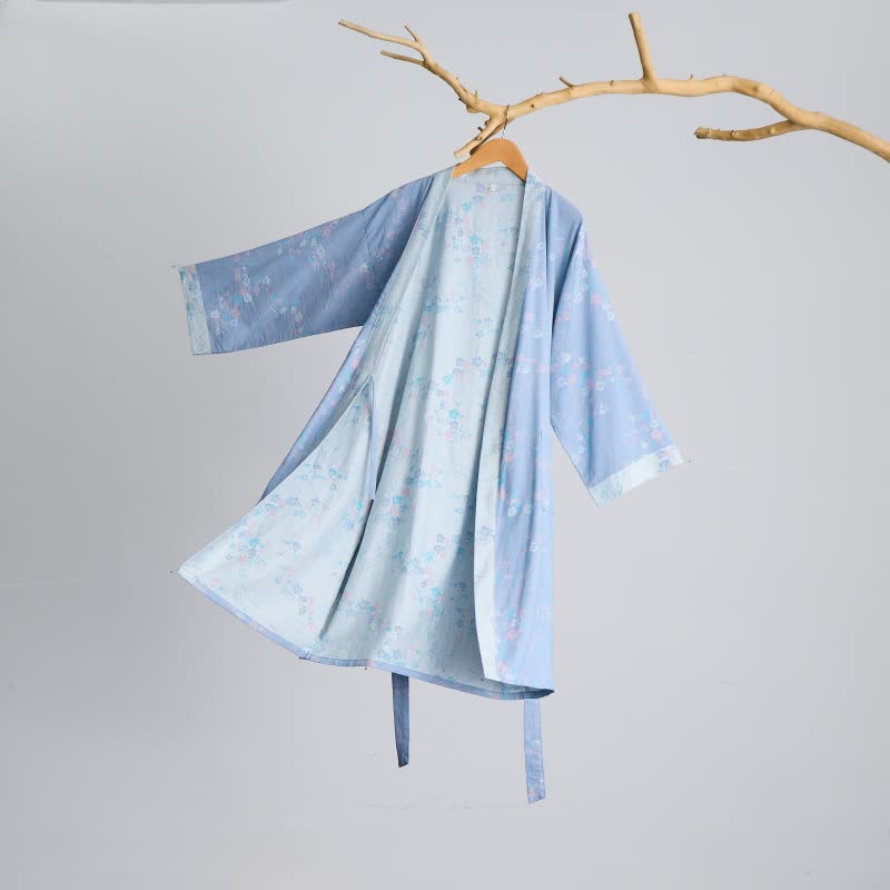 Peignoir élégant de style kimono en gaze de coton à motif de fleurs de prunier - image 2