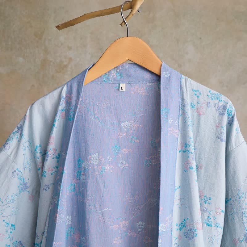 Peignoir élégant de style kimono en gaze de coton à motif de fleurs de prunier - image 9