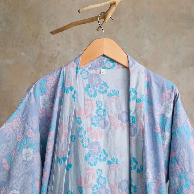 Charmant kimono en gaze de coton à motif floral - image 3