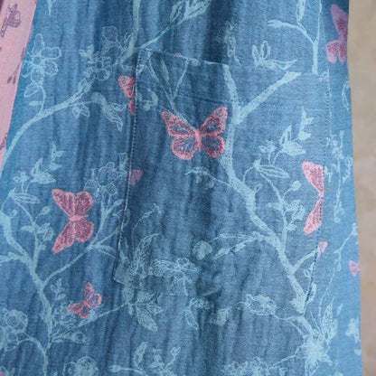 Peignoir élégant de style kimono en gaze de coton à motifs floraux et papillons. - image 5