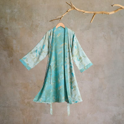 Peignoir kimono en gaze de coton naturel - Vert clair - L - image 6