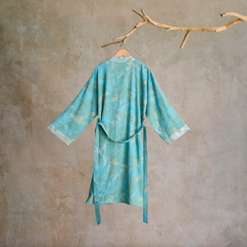 Peignoir kimono en gaze de coton naturel - image 1