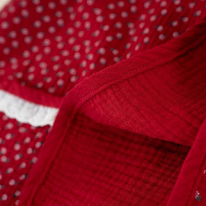 Ensemble pyjama rouge en pur coton à motif floral - image 12