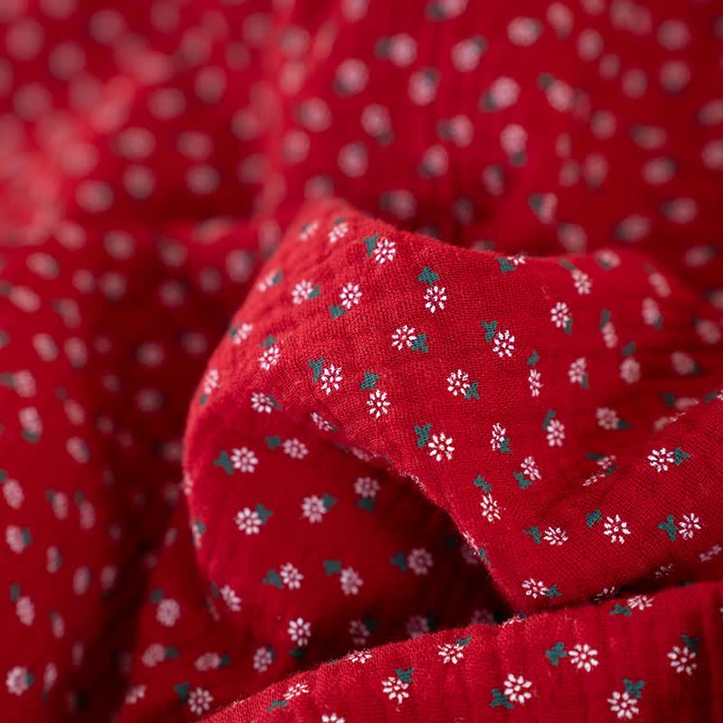 Ensemble pyjama rouge en pur coton à motif floral - image 15