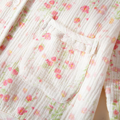 Ensemble de pyjama élégant en gaze de coton couleur bégonia - image 5