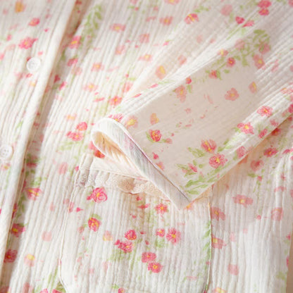 Ensemble de pyjama élégant en gaze de coton couleur bégonia - image 3