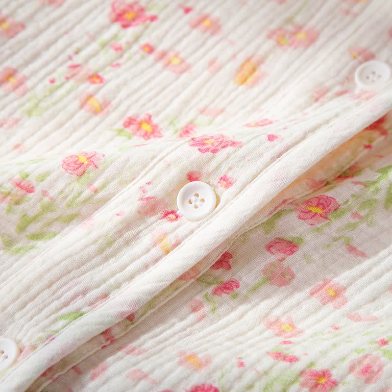 Ensemble de pyjama élégant en gaze de coton couleur bégonia - image 4