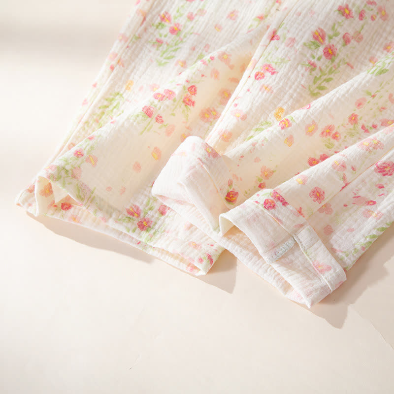 Ensemble de pyjama élégant en gaze de coton couleur bégonia - image 11