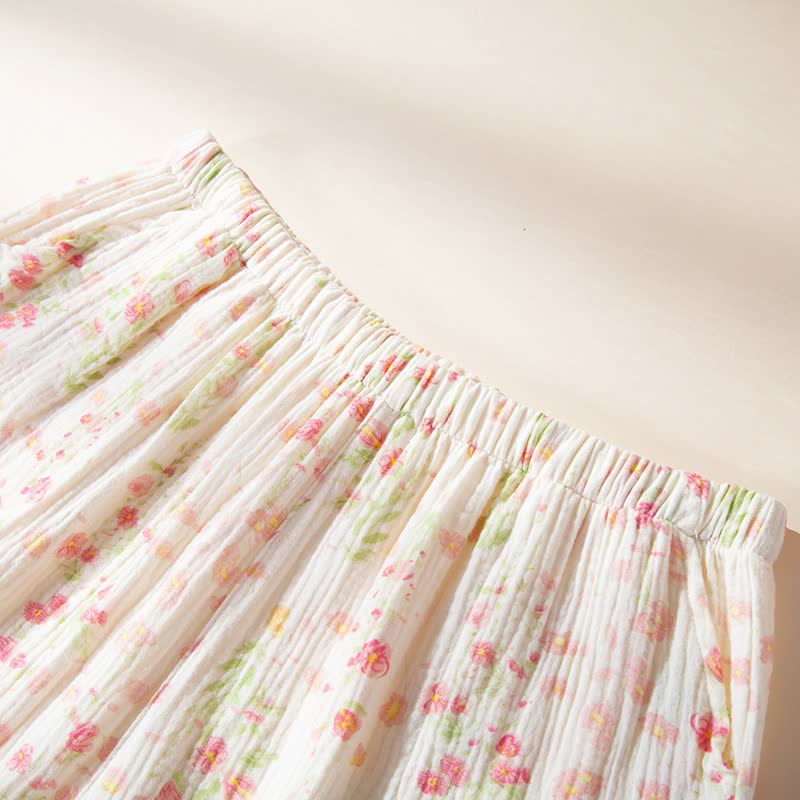 Ensemble de pyjama élégant en gaze de coton couleur bégonia - image 8