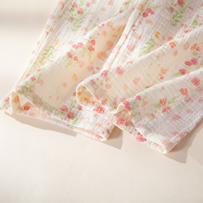 Ensemble de pyjama élégant en gaze de coton couleur bégonia - image 10
