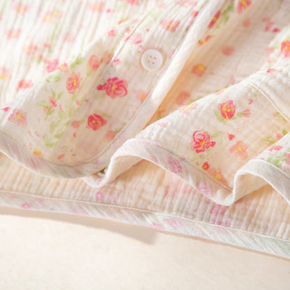 Ensemble de pyjama élégant en gaze de coton couleur bégonia - image 6