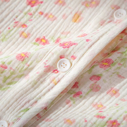 Ensemble de pyjama élégant en gaze de coton couleur bégonia - image 7
