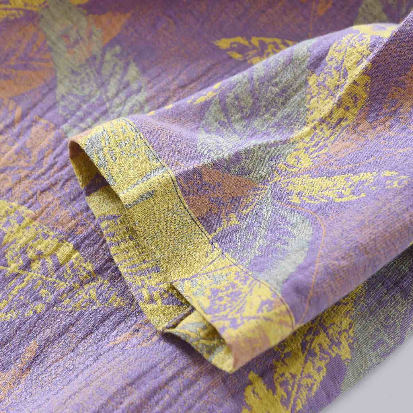 Ensemble pyjama de style oriental à motifs de feuilles, en pur coton - image 5